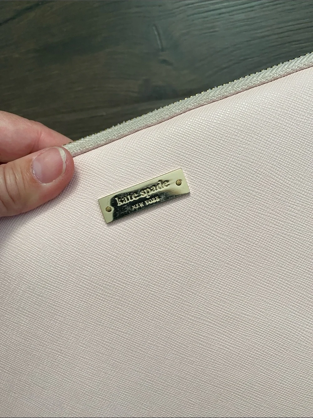 kate spade Two-Tone Pink and Black Laptop Sleeve with Gold Logo
